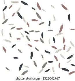 Colorful feathers. Prints of Colored feathers Design for Goods for Pets. Simple Pattern for Print, Logo or Poster. Vector Confetti Background.

