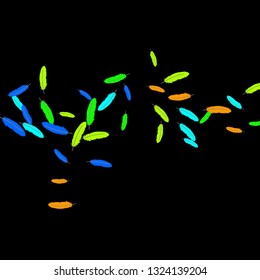 Colorful feathers. Prints of Colored feathers Design for Goods for Pets. Simple Pattern for Print, Logo or Poster. Vector Confetti Background.

