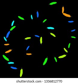 Colorful feathers. Prints of Colored feathers Design for Goods for Pets. Simple Pattern for Print, Logo or Poster. Vector Confetti Background.
