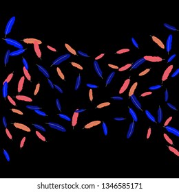 Colorful feathers. Prints of Colored feathers Design for Goods for Pets. Simple Pattern for Print, Logo or Poster. Vector Confetti Background.