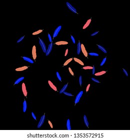 Colorful feathers. Prints of Colored feathers Design for Goods for Pets. Simple Pattern for Print, Logo or Poster. Vector Confetti Background.
