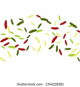 Colorful feathers. Prints of Colored feathers Design for Goods for Pets. Simple Pattern for Print, Logo or Poster. Vector Confetti Background.
