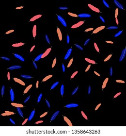Colorful feathers. Prints of Colored feathers Design for Goods for Pets. Simple Pattern for Print, Logo or Poster. Vector Confetti Background.
