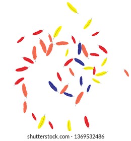 Colorful feathers. Prints of Colored feathers Design for Goods for Pets. Simple Pattern for Print, Logo or Poster. Vector Confetti Background.
