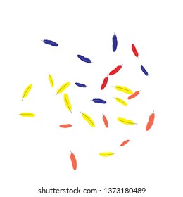 Colorful feathers. Prints of Colored feathers Design for Goods for Pets. Simple Pattern for Print, Logo or Poster. Vector Confetti Background.
