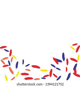 Colorful feathers. Prints of Colored feathers Design for Goods for Pets. Simple Pattern for Print, Logo or Poster. Vector Confetti Background.
