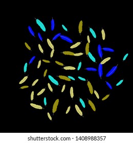 Colorful feathers. Prints of Colored feathers Design for Goods for Pets. Simple Pattern for Print, Logo or Poster. Vector Confetti Background.
