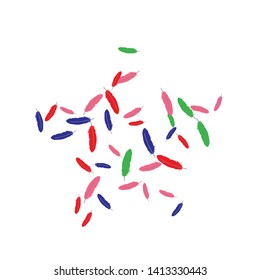 Colorful feathers. Prints of Colored feathers Design for Goods for Pets. Simple Pattern for Print, Logo or Poster. Vector Confetti Background.
