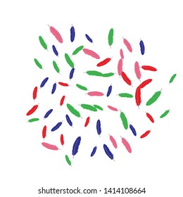 Colorful feathers. Prints of Colored feathers Design for Goods for Pets. Simple Pattern for Print, Logo or Poster. Vector Confetti Background.
