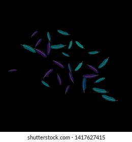 Colorful feathers. Prints of Colored feathers Design for Goods for Pets. Simple Pattern for Print, Logo or Poster. Vector Confetti Background.
