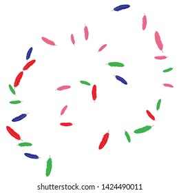Colorful feathers. Prints of Colored feathers Design for Goods for Pets. Simple Pattern for Print, Logo or Poster. Vector Confetti Background.
