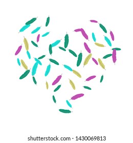 Colorful feathers. Prints of Colored feathers Design for Goods for Pets. Simple Pattern for Print, Logo or Poster. Vector Confetti Background.
