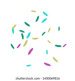 Colorful feathers. Prints of Colored feathers Design for Goods for Pets. Simple Pattern for Print, Logo or Poster. Vector Confetti Background.
