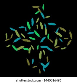 Colorful feathers. Prints of Colored feathers Design for Goods for Pets. Simple Pattern for Print, Logo or Poster. Vector Confetti Background.
