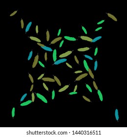 Colorful feathers. Prints of Colored feathers Design for Goods for Pets. Simple Pattern for Print, Logo or Poster. Vector Confetti Background.
