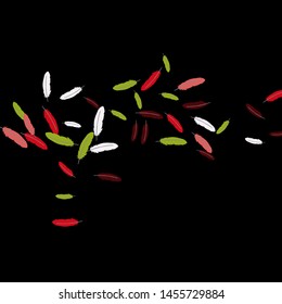 Colorful feathers. Prints of Colored feathers Design for Goods for Pets. Simple Pattern for Print, Logo or Poster. Vector Confetti Background.
