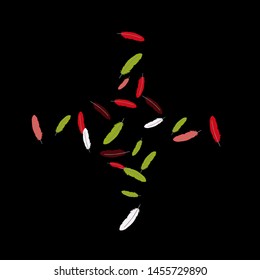 Colorful feathers. Prints of Colored feathers Design for Goods for Pets. Simple Pattern for Print, Logo or Poster. Vector Confetti Background.
