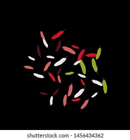Colorful feathers. Prints of Colored feathers Design for Goods for Pets. Simple Pattern for Print, Logo or Poster. Vector Confetti Background.
