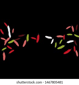 Colorful feathers. Prints of Colored feathers Design for Goods for Pets. Simple Pattern for Print, Logo or Poster. Vector Confetti Background.
