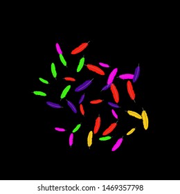 Colorful feathers. Prints of Colored feathers Design for Goods for Pets. Simple Pattern for Print, Logo or Poster. Vector Confetti Background.
