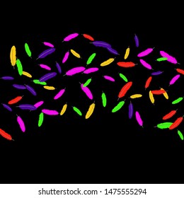Colorful feathers. Prints of Colored feathers Design for Goods for Pets. Simple Pattern for Print, Logo or Poster. Vector Confetti Background.
