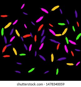 Colorful feathers. Prints of Colored feathers Design for Goods for Pets. Simple Pattern for Print, Logo or Poster. Vector Confetti Background.
