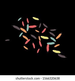Colorful feathers. Prints of Colored feathers Design for Goods for Pets. Simple Pattern for Print, Logo or Poster. Vector Confetti Background.
