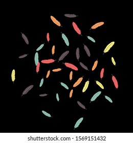 Colorful feathers. Prints of Colored feathers Design for Goods for Pets. Simple Pattern for Print, Logo or Poster. Vector Confetti Background.
