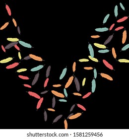 Colorful feathers. Prints of Colored feathers Design for Goods for Pets. Simple Pattern for Print, Logo or Poster. Vector Confetti Background.
