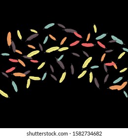Colorful feathers. Prints of Colored feathers Design for Goods for Pets. Simple Pattern for Print, Logo or Poster. Vector Confetti Background.
