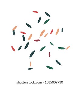 Colorful feathers. Prints of Colored feathers Design for Goods for Pets. Simple Pattern for Print, Logo or Poster. Vector Confetti Background.
