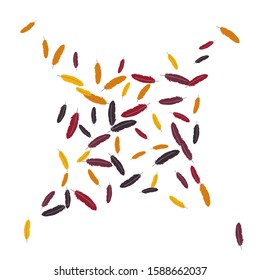 Colorful feathers. Prints of Colored feathers Design for Goods for Pets. Simple Pattern for Print, Logo or Poster. Vector Confetti Background.
