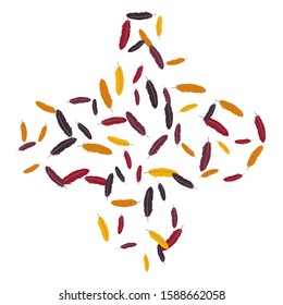 Colorful feathers. Prints of Colored feathers Design for Goods for Pets. Simple Pattern for Print, Logo or Poster. Vector Confetti Background.

