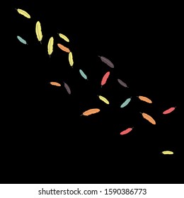 Colorful feathers. Prints of Colored feathers Design for Goods for Pets. Simple Pattern for Print, Logo or Poster. Vector Confetti Background.
