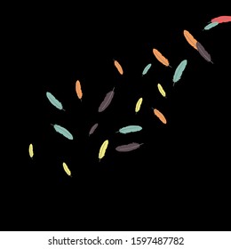 Colorful feathers. Prints of Colored feathers Design for Goods for Pets. Simple Pattern for Print, Logo or Poster. Vector Confetti Background.
