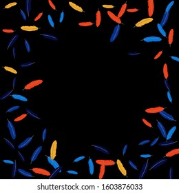 Colorful feathers. Prints of Colored feathers Design for Goods for Pets. Simple Pattern for Print, Logo or Poster. Vector Confetti Background.
