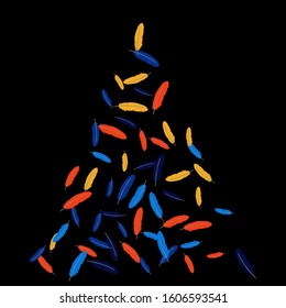 Colorful feathers. Prints of Colored feathers Design for Goods for Pets. Simple Pattern for Print, Logo or Poster. Vector Confetti Background.
