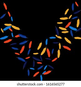 Colorful feathers. Prints of Colored feathers Design for Goods for Pets. Simple Pattern for Print, Logo or Poster. Vector Confetti Background.