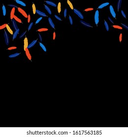 Colorful feathers. Prints of Colored feathers Design for Goods for Pets. Simple Pattern for Print, Logo or Poster. Vector Confetti Background.