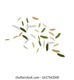 Colorful feathers. Prints of Colored feathers Design for Goods for Pets. Simple Pattern for Print, Logo or Poster. Vector Confetti Background.