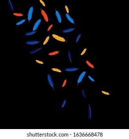Colorful feathers. Prints of Colored feathers Design for Goods for Pets. Simple Pattern for Print, Logo or Poster. Vector Confetti Background.
