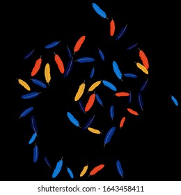 Colorful feathers. Prints of Colored feathers Design for Goods for Pets. Simple Pattern for Print, Logo or Poster. Vector Confetti Background.
