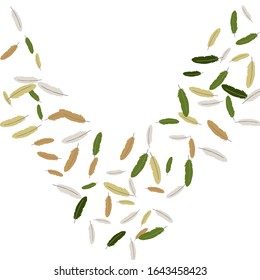 Colorful feathers. Prints of Colored feathers Design for Goods for Pets. Simple Pattern for Print, Logo or Poster. Vector Confetti Background.
