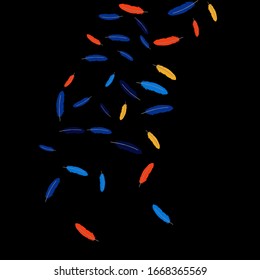 Colorful feathers. Prints of Colored feathers Design for Goods for Pets. Simple Pattern for Print, Logo or Poster. Vector Confetti Background.
