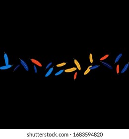 Colorful feathers. Prints of Colored feathers Design for Goods for Pets. Simple Pattern for Print, Logo or Poster. Vector Confetti Background.
