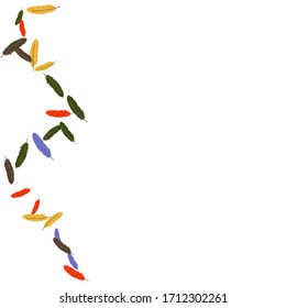 Colorful feathers. Prints of Colored feathers Design for Goods for Pets. Simple Pattern for Print, Logo or Poster. Vector Confetti Background.
