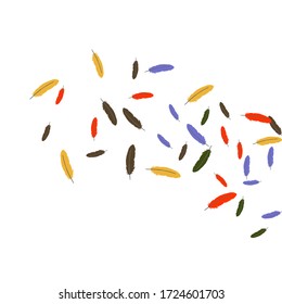 Colorful feathers. Prints of Colored feathers Design for Goods for Pets. Simple Pattern for Print, Logo or Poster. Vector Confetti Background.
