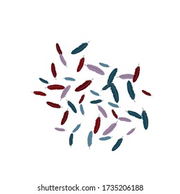 Colorful feathers. Prints of Colored feathers Design for Goods for Pets. Simple Pattern for Print, Logo or Poster. Vector Confetti Background.
