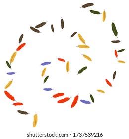 Colorful feathers. Prints of Colored feathers Design for Goods for Pets. Simple Pattern for Print, Logo or Poster. Vector Confetti Background.
