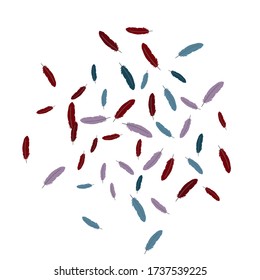 Colorful feathers. Prints of Colored feathers Design for Goods for Pets. Simple Pattern for Print, Logo or Poster. Vector Confetti Background.
